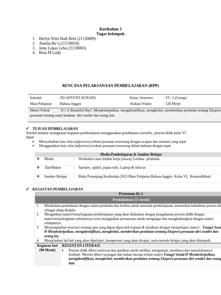 Contoh RPP | PDF