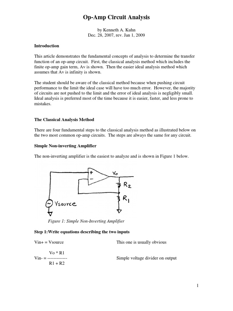 Op-Amp Circuit Analysis Techniques | PDF | Operational Amplifier ...