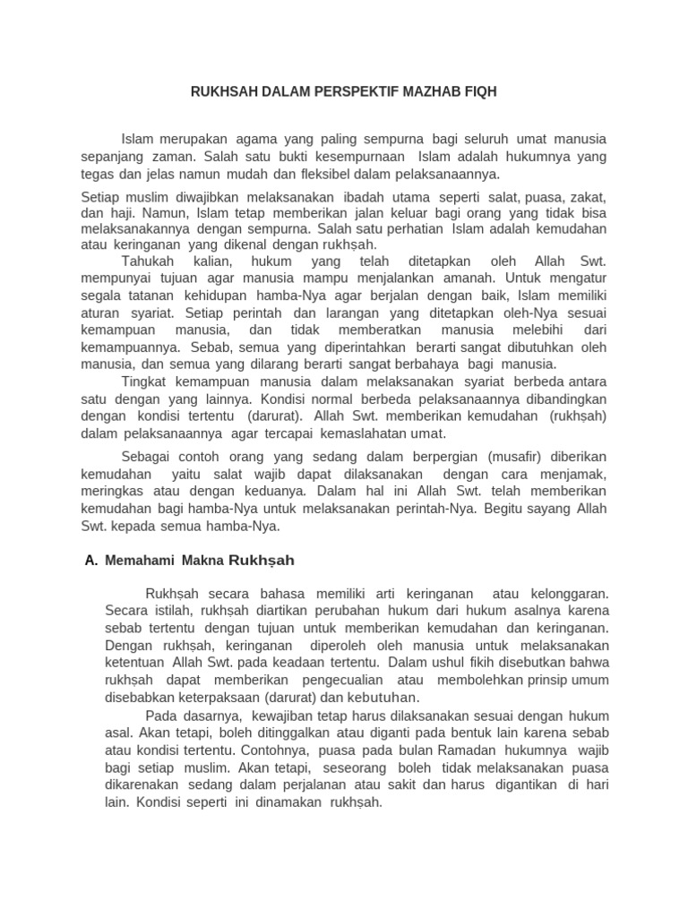 Rukhṣah dalam Fiqih: Keringanan Ibadah | PDF