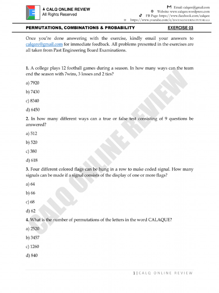 CALQ Online Review Exercise 03 | PDF