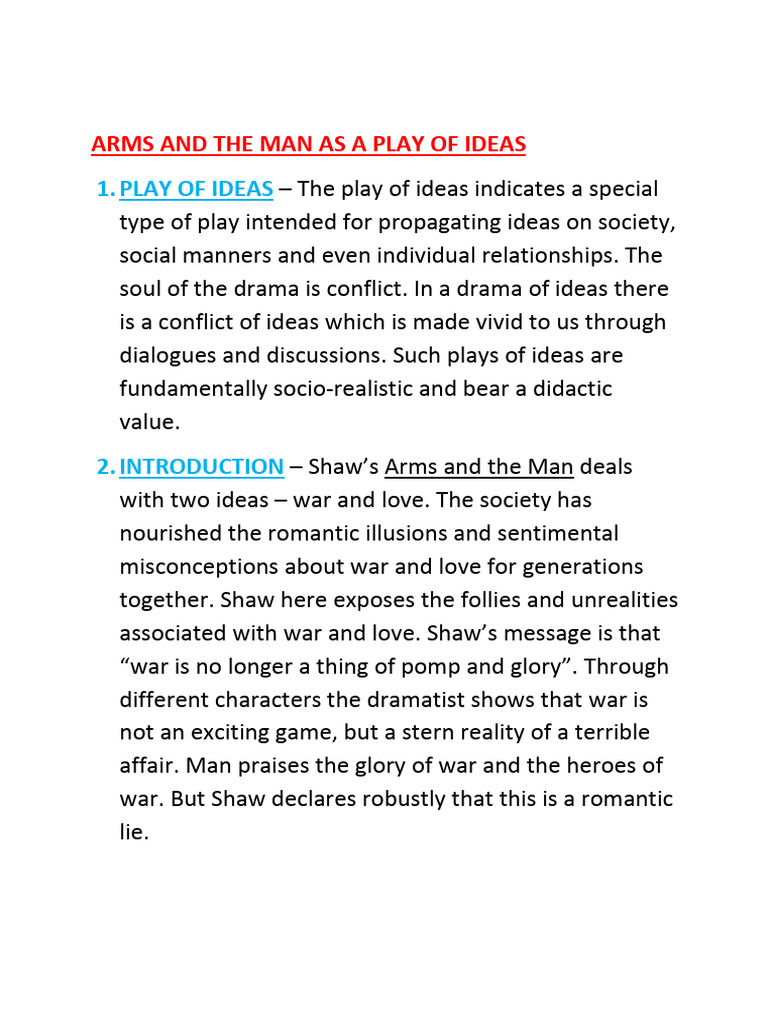 Microsoft Word - ARMS AND THE MAN AS A PLAY OF IDEAS | PDF | Romance (Love)