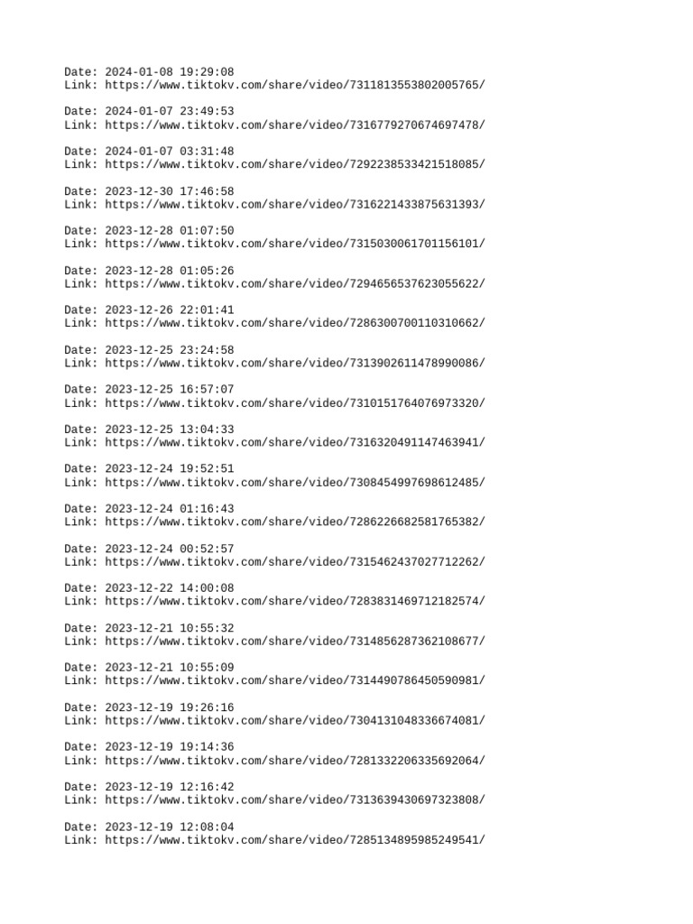 TikTok Video Links Archive 2023-2024 | PDF