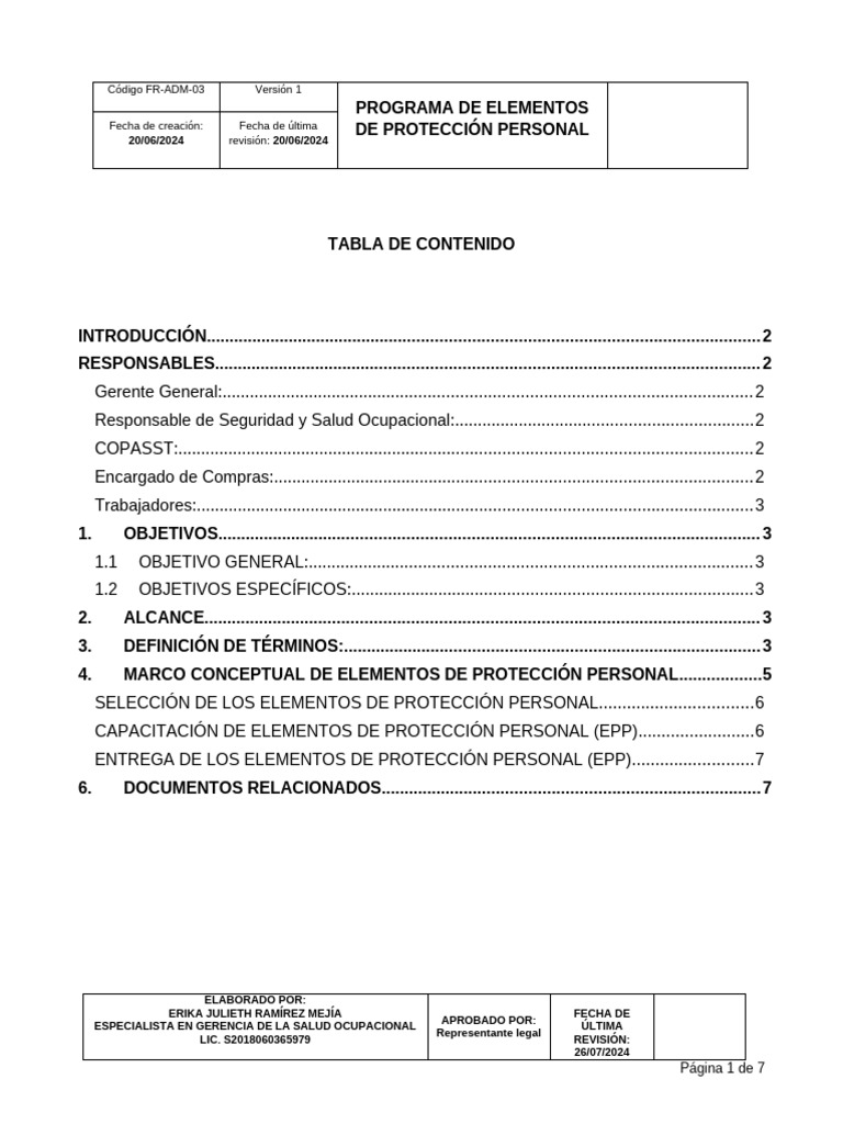 Programa de EPP para Seguridad Laboral | PDF | Seguridad y salud ...