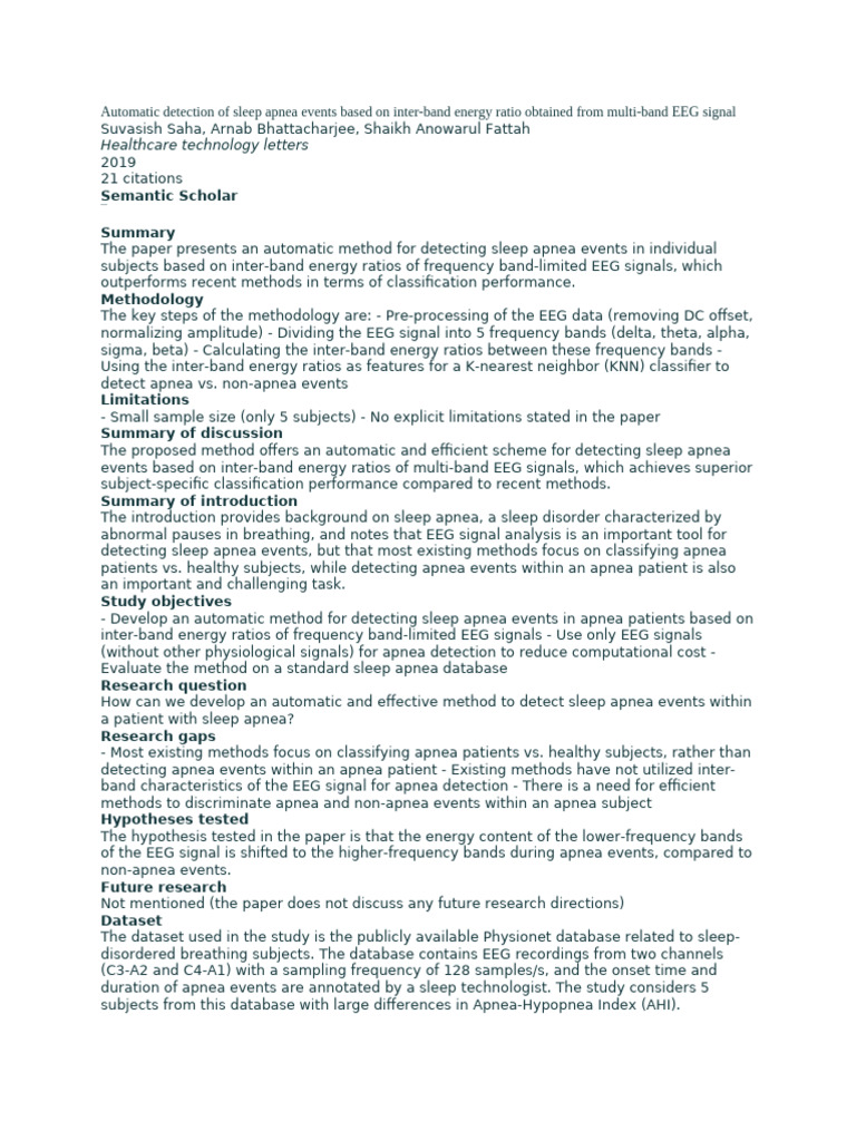 Automatic Detection of Sleep Apnea Events Based On Inter | PDF ...