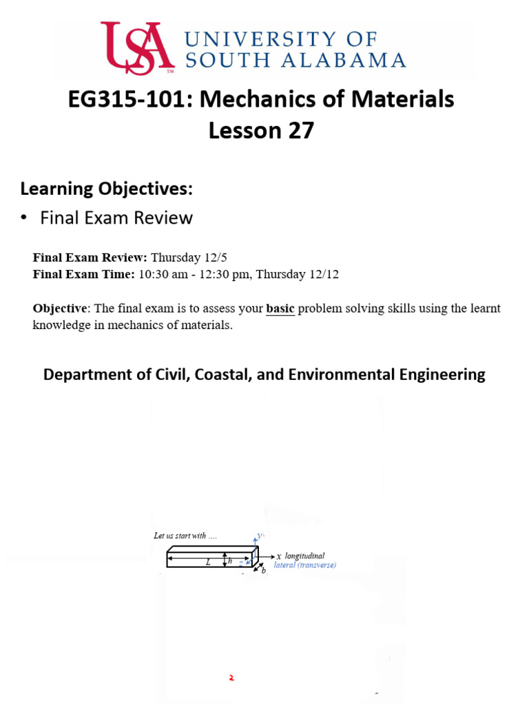Mechanics of Materials Final Exam Review | PDF | Deformation ...