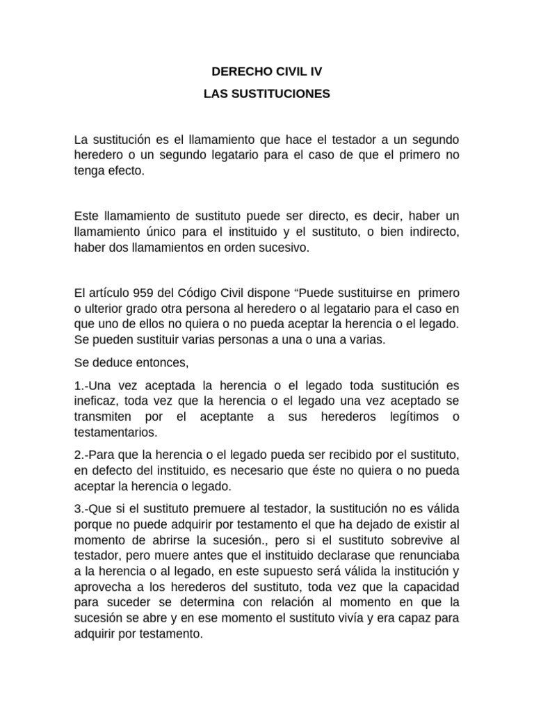 SUSTITUCIONES | PDF | Herencia | Ley de Propiedad