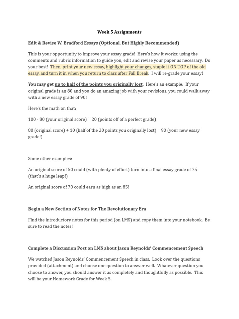 American+Lit+Week+5+Assignments | PDF