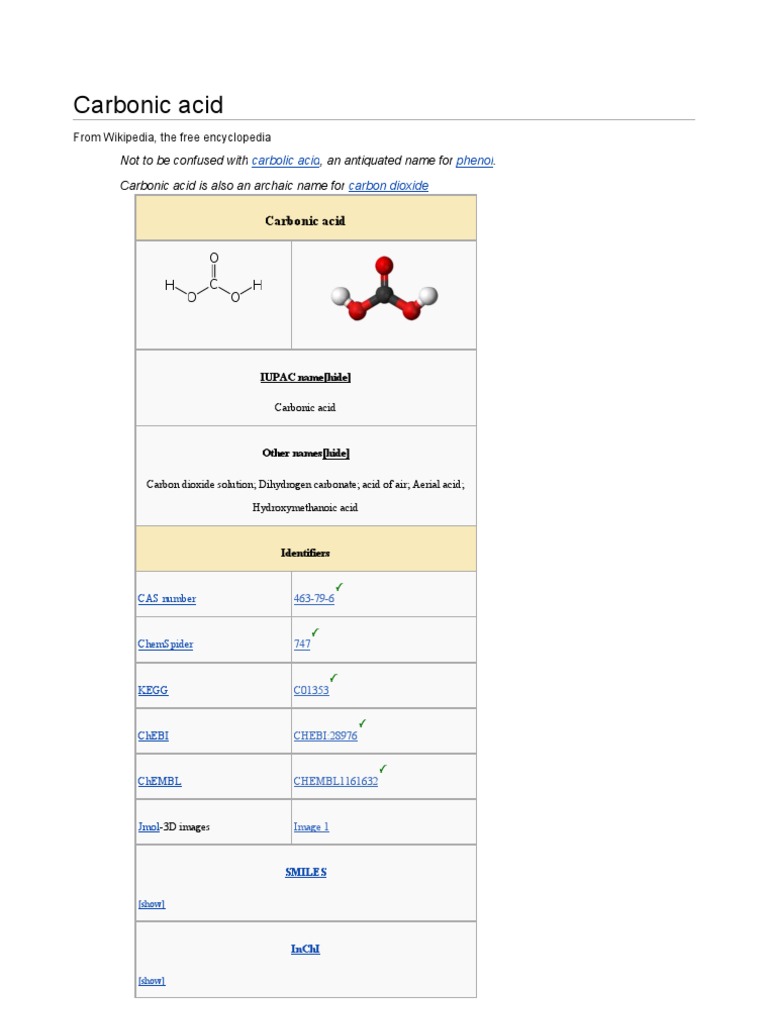 Carbonic Acid PDF Acid Dissociation Constant Carbon Dioxide