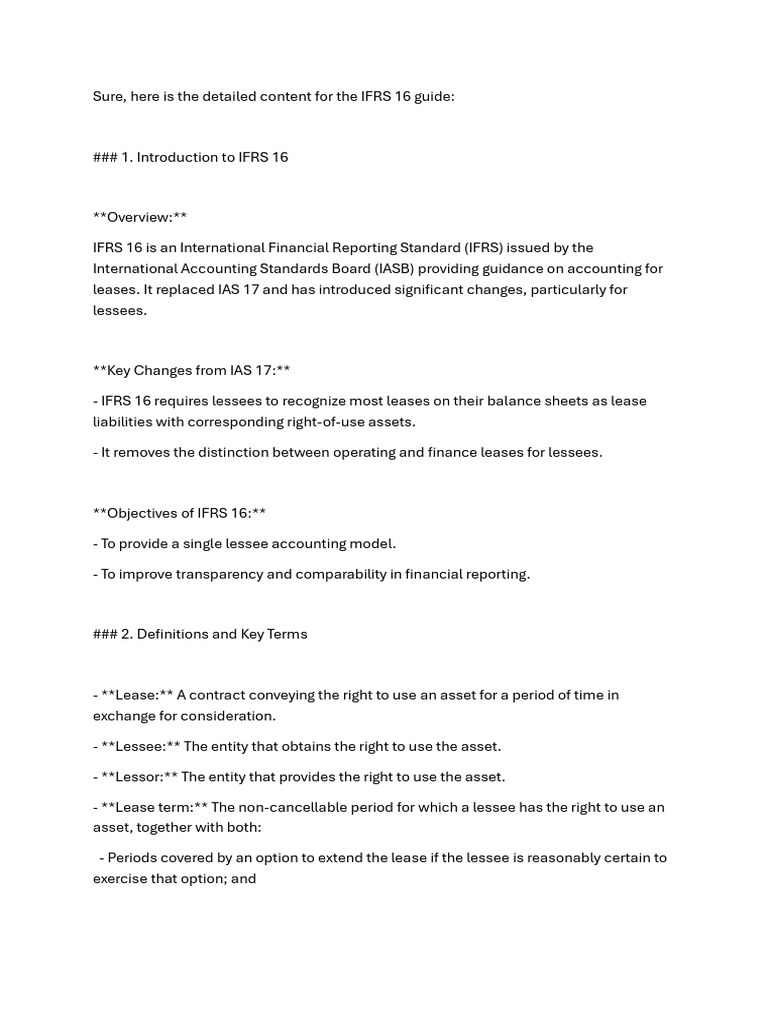 IFRS 16 Lease Accounting Guide | PDF | Lease | International Financial ...