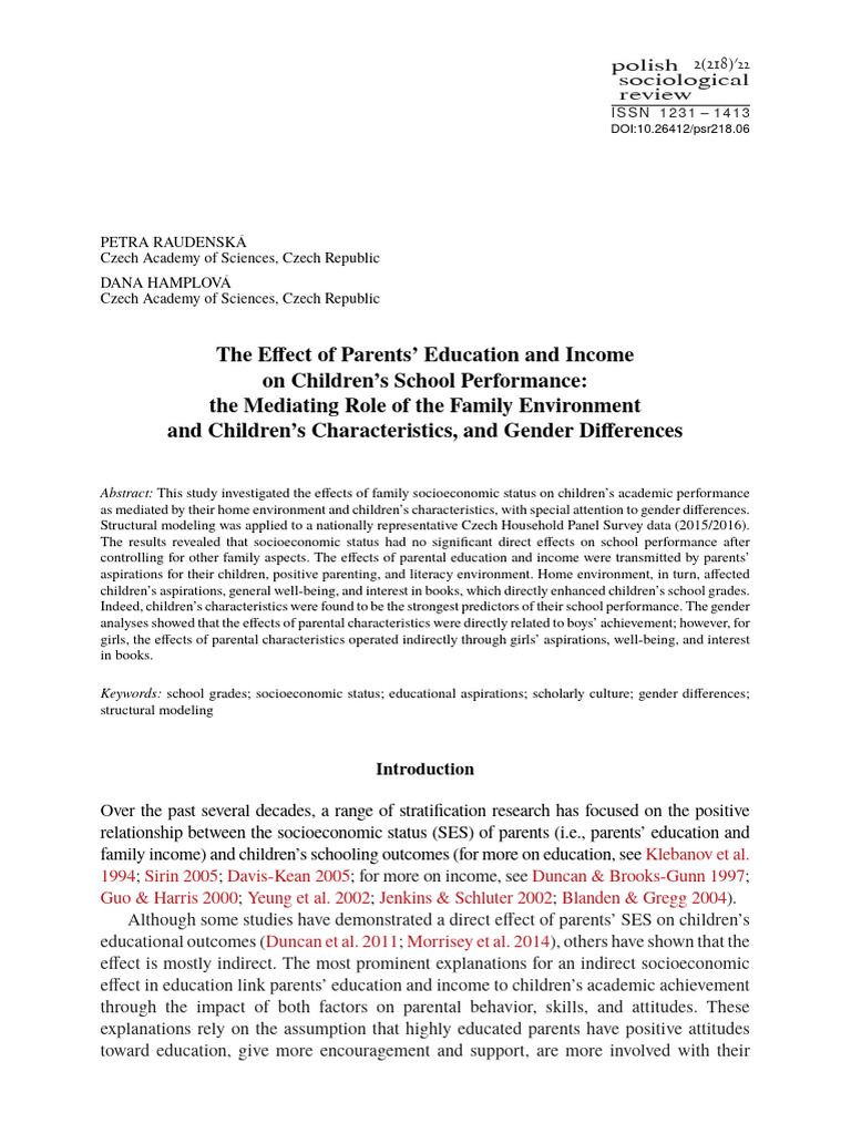 The Effect of Parents_ | PDF | Socioeconomic Status | Parenting