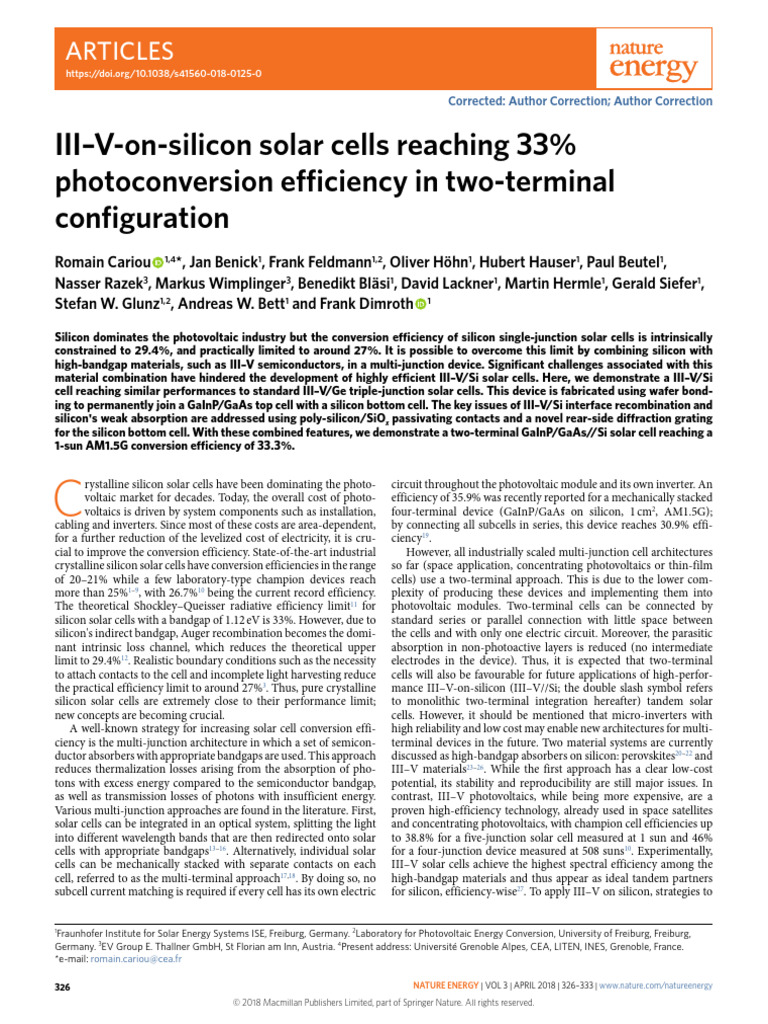 s41560-018-0125-0 | PDF | Solar Cell | Gallium Arsenide