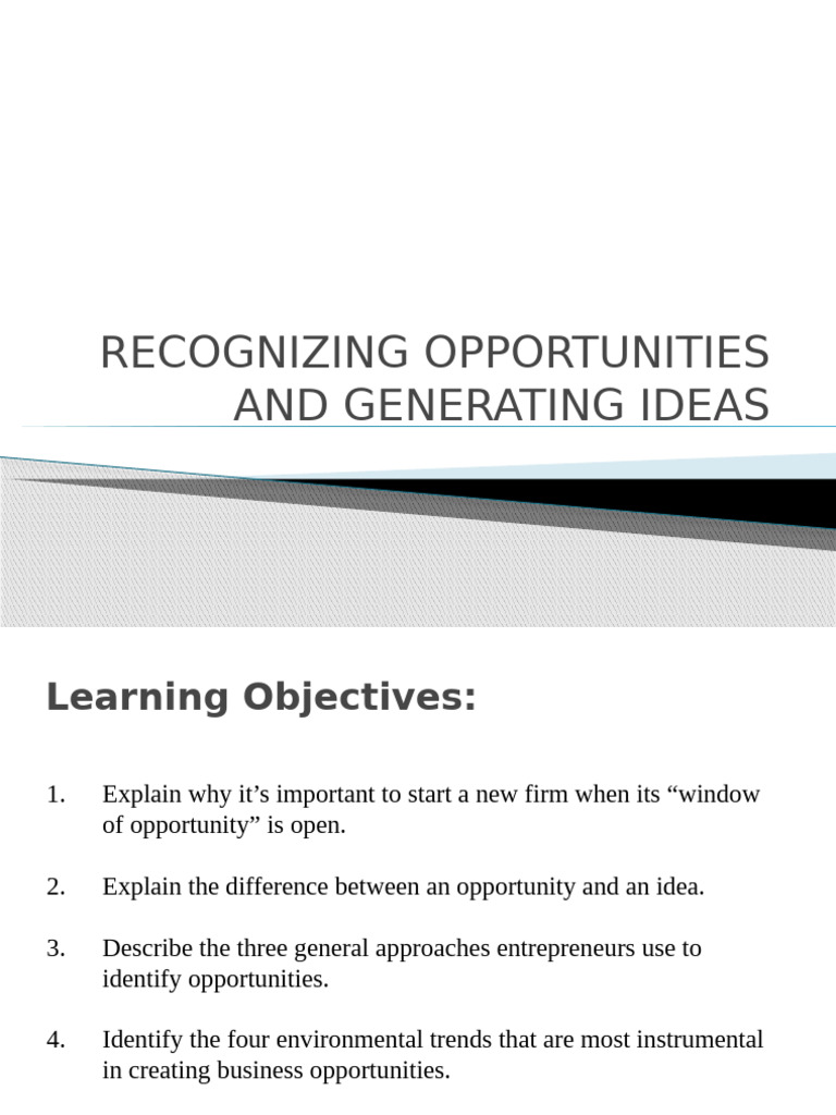 Recognizing Business Opportunities | PDF | Entrepreneurship