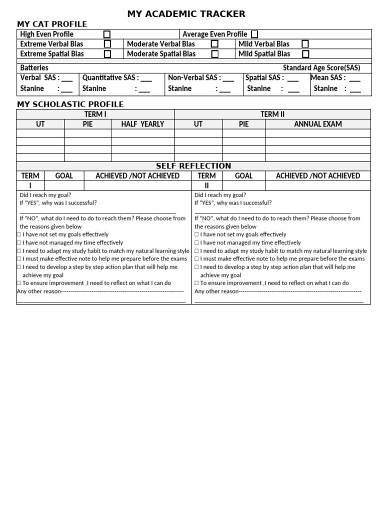Academic Tracker Grade | PDF | Cognition | Psychology