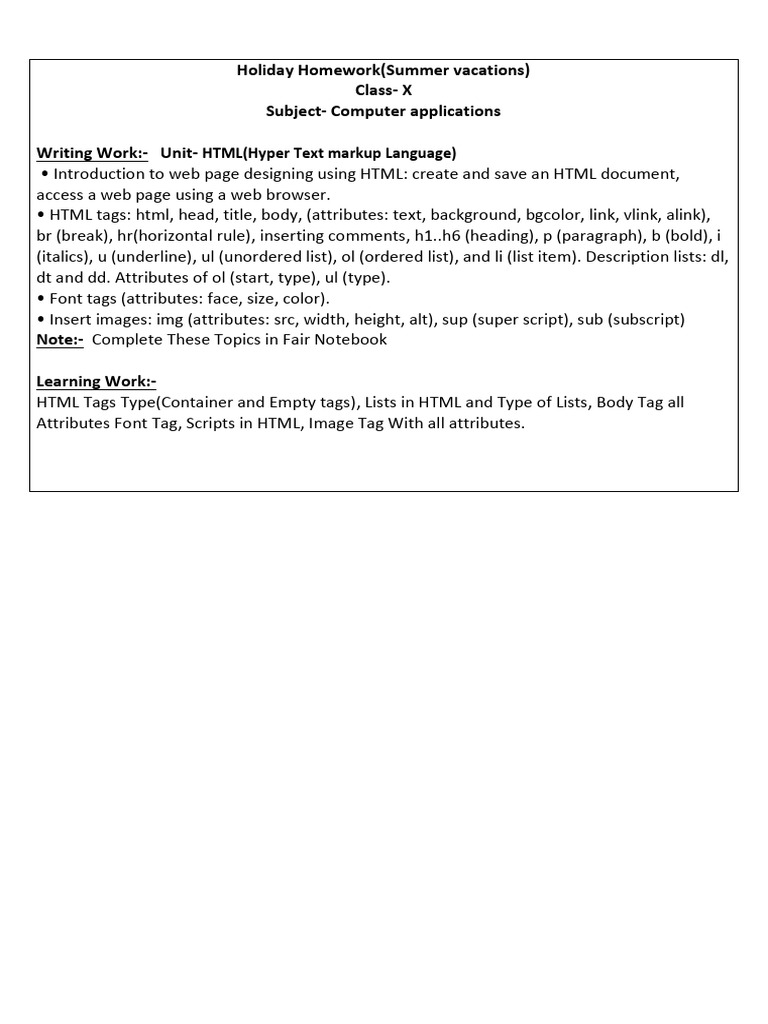 Computer homework - Class-10 | PDF