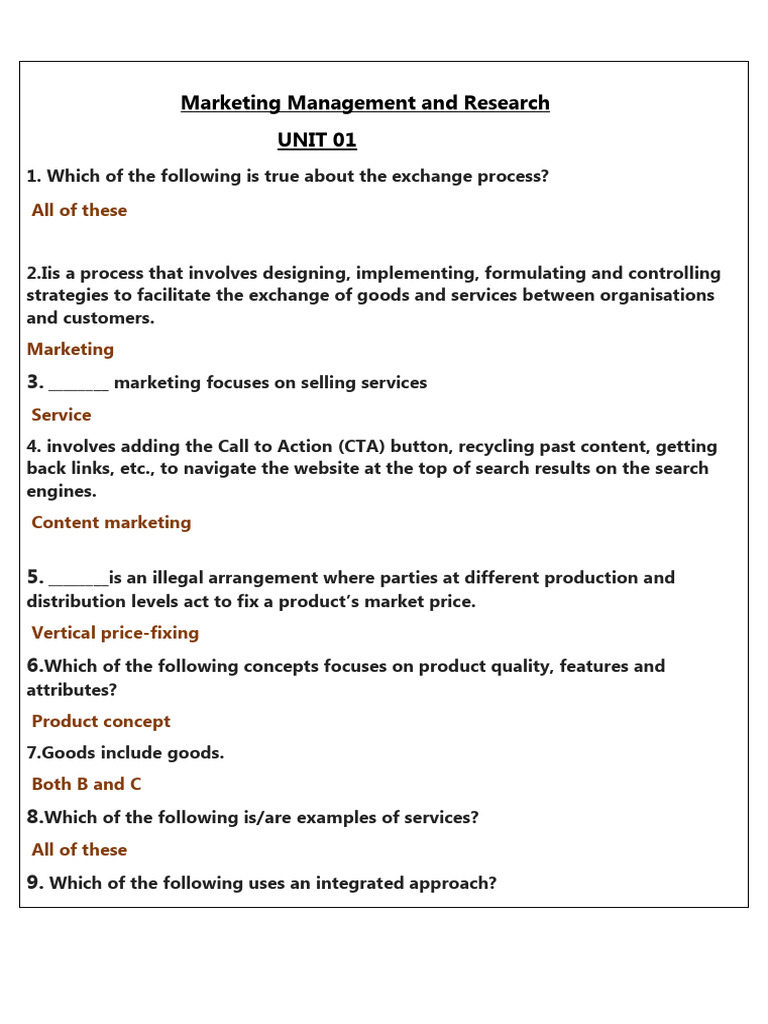 Marketing Management Concepts Overview | PDF | Market Segmentation ...