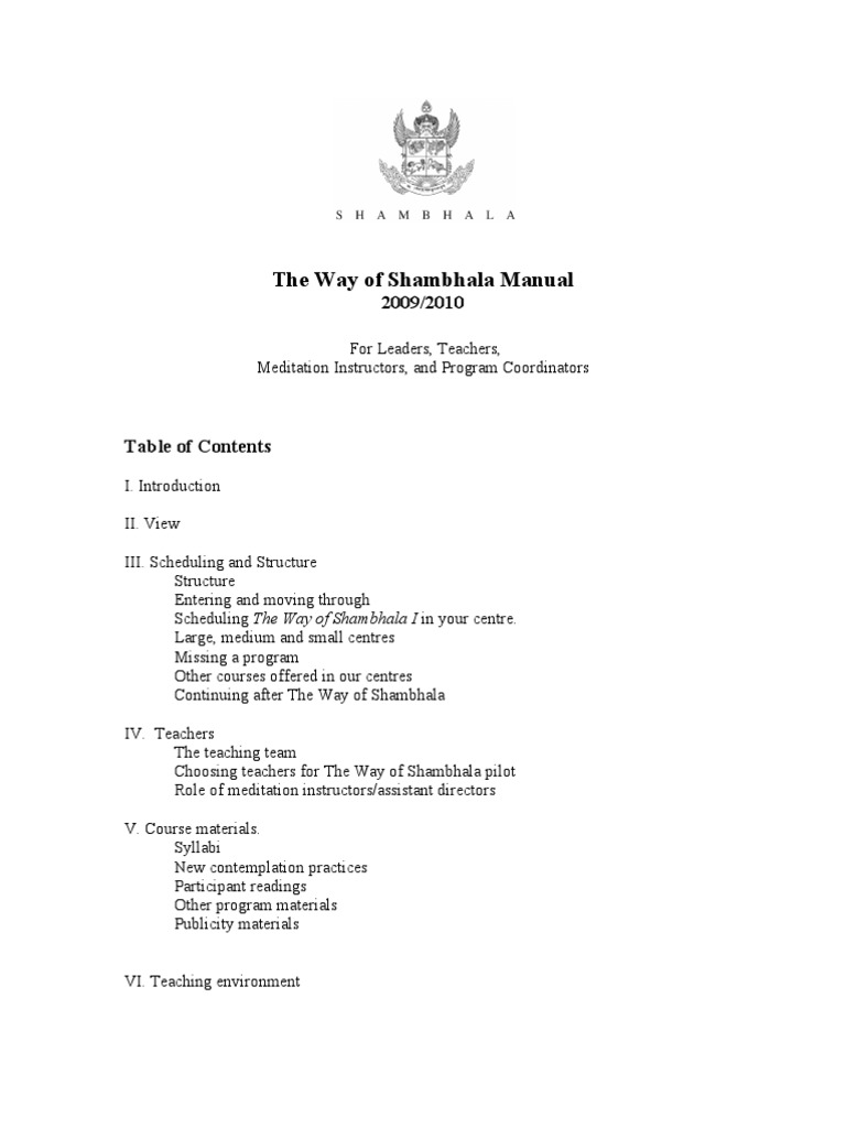 The Way Of Shambhala Manual Pdf Shambhala Buddhism Meditation