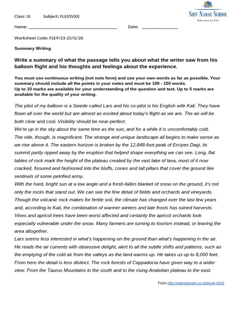 WS26 - Summary Writing 3 - Revision | PDF | Earth Sciences | Physical ...
