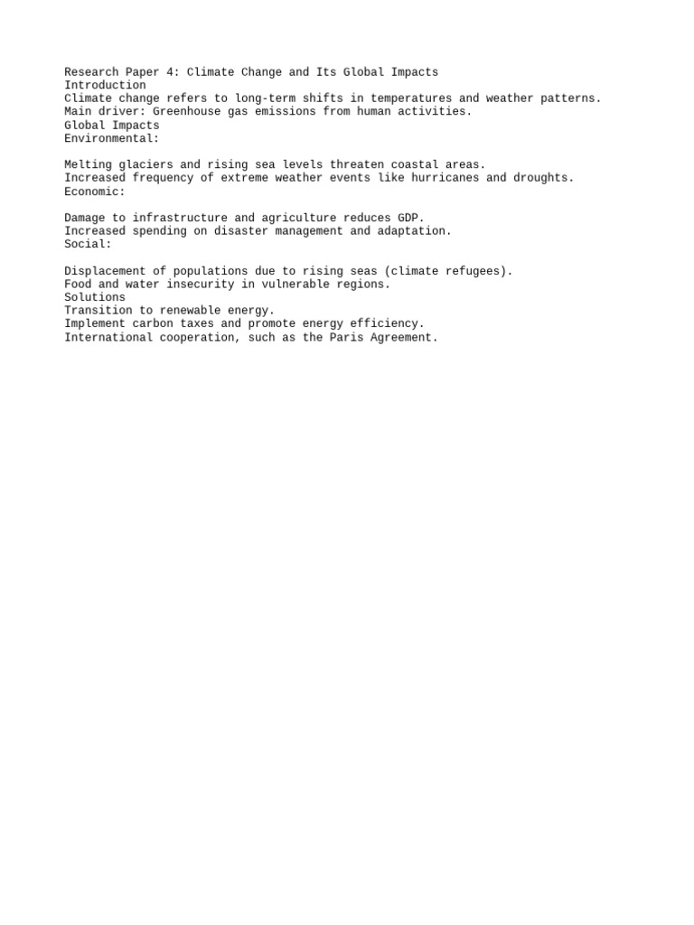 Research Paper 4 Climate Change and | PDF