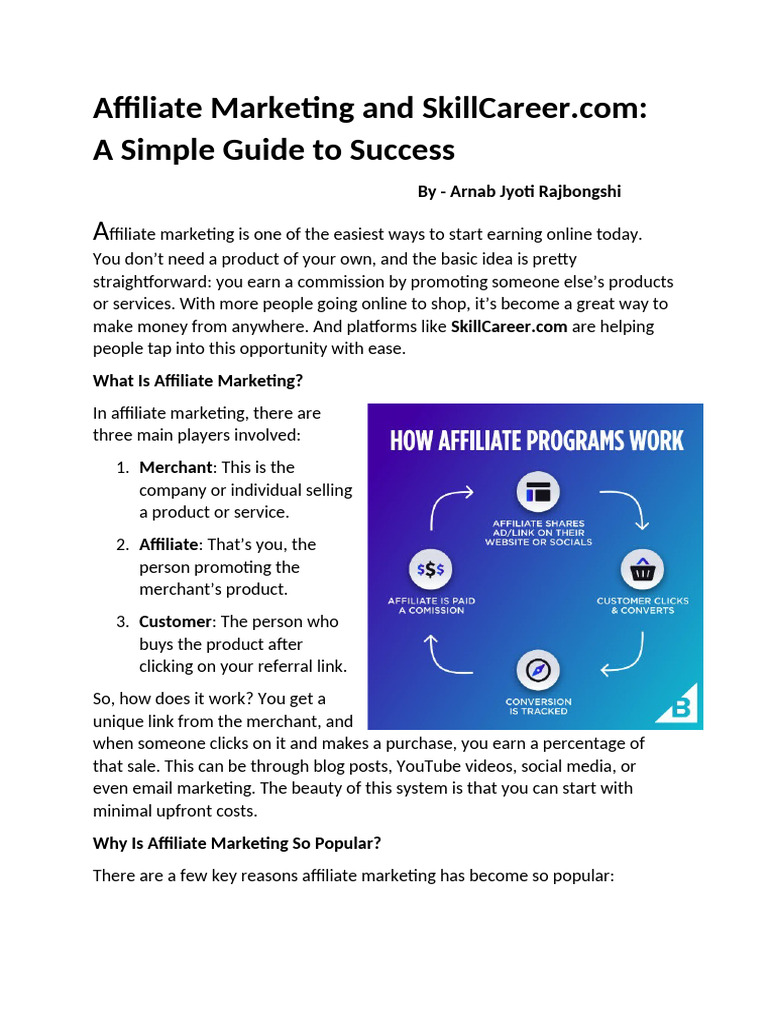 Affiliate Marketing Guide with SkillCareer.com | PDF | Affiliate ...