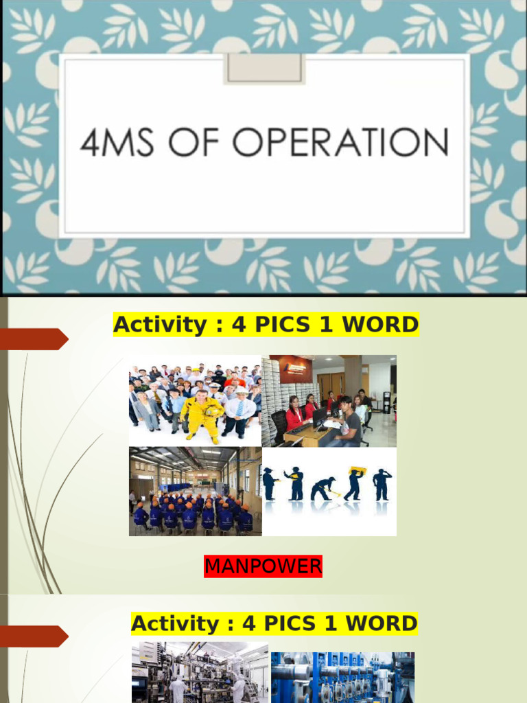 4Ms of Operation | PDF | Supply Chain | Business