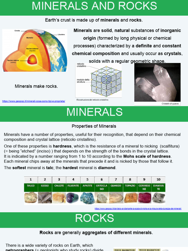CLIL - Minerals and Rocks | PDF | Rock (Geology) | Magma