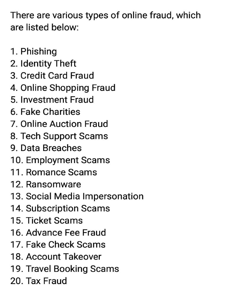 List of Online Fraud. | PDF