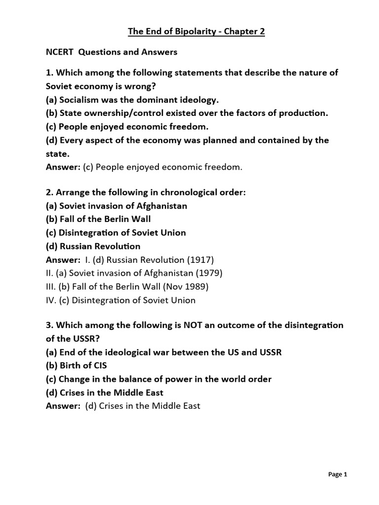 NCERT Q&A on Soviet Union Disintegration | PDF | World Politics ...