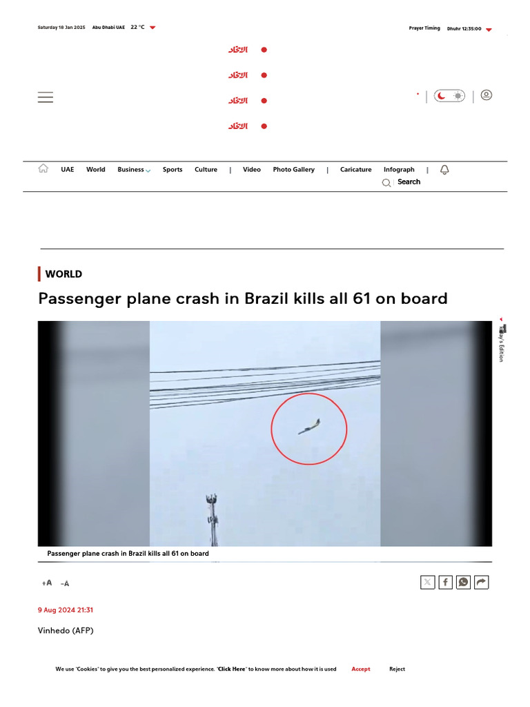 Passenger Plane Crash in Brazil Kills All 61 On Board - Aletihad News ...