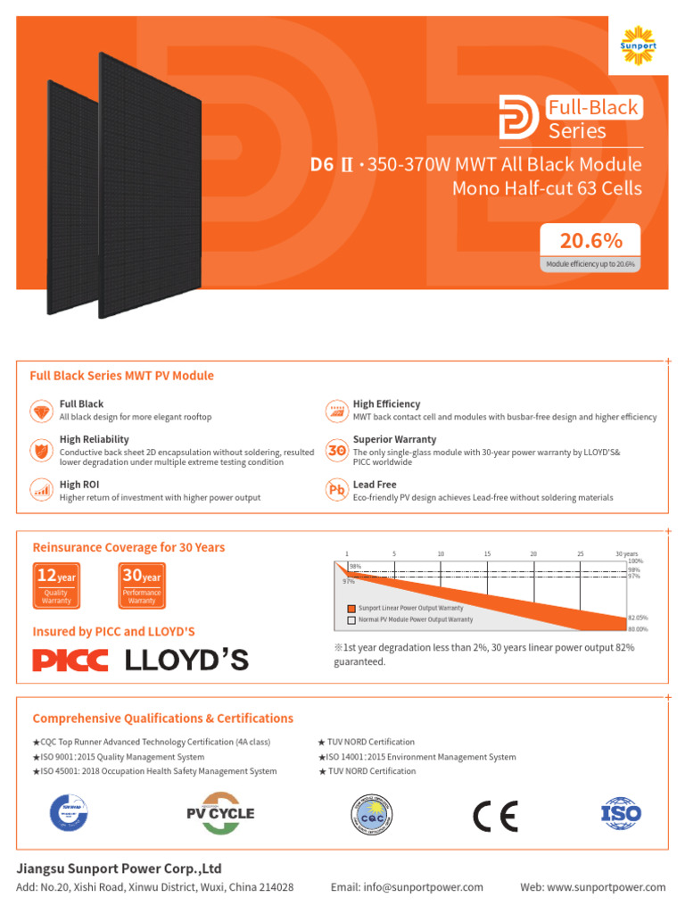 All-Black MWT Solar Module 350-370W | PDF | Manufactured Goods ...