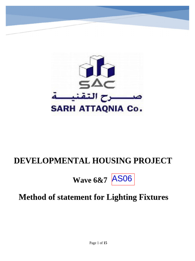 Lighting Fixtures Installation Method Statement | PDF | Scaffolding