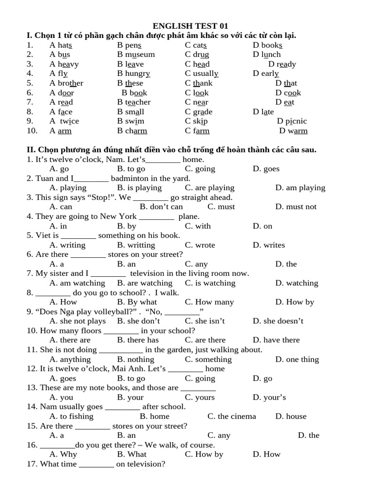 English Language Test Questions | PDF