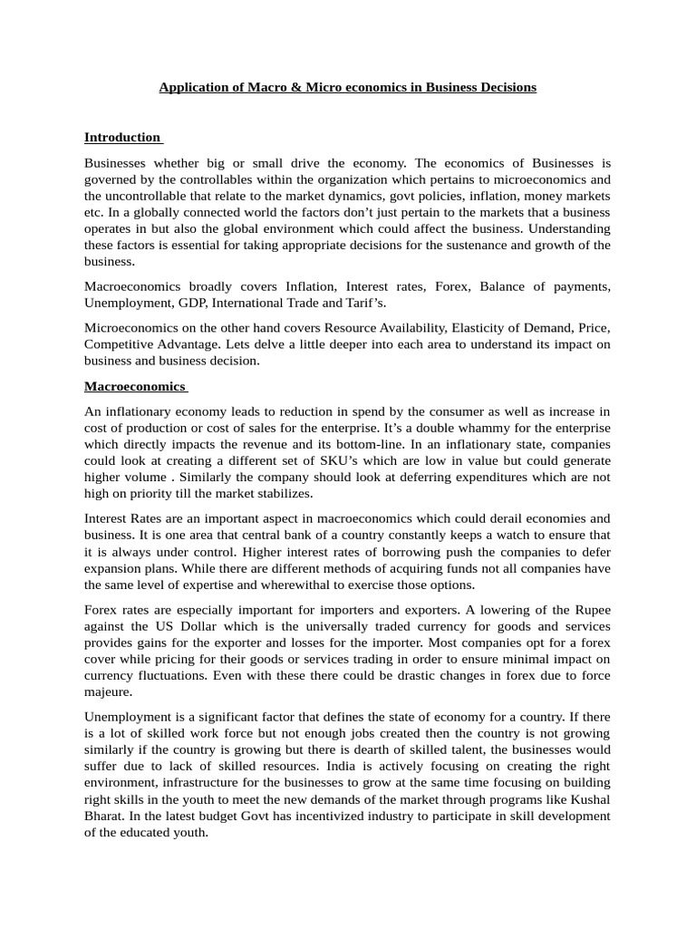 Factors Affecting Business Decisions - Macro N Micro Economics | PDF ...