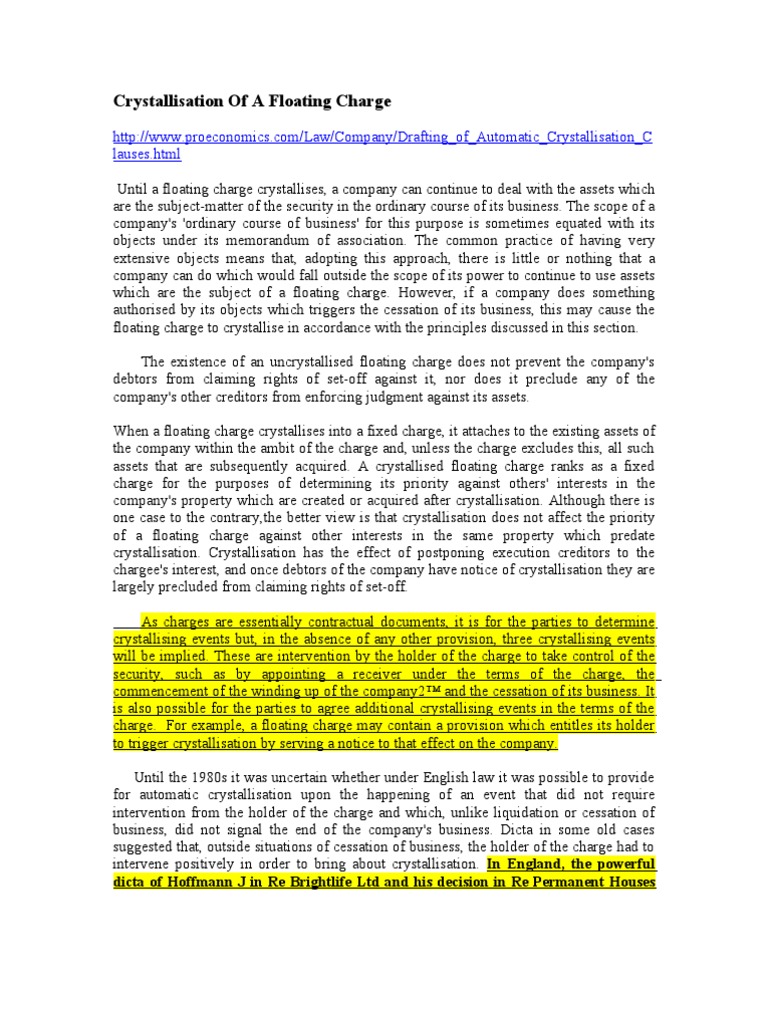 Floating Charge Crystallisation Explained | PDF | Government ...