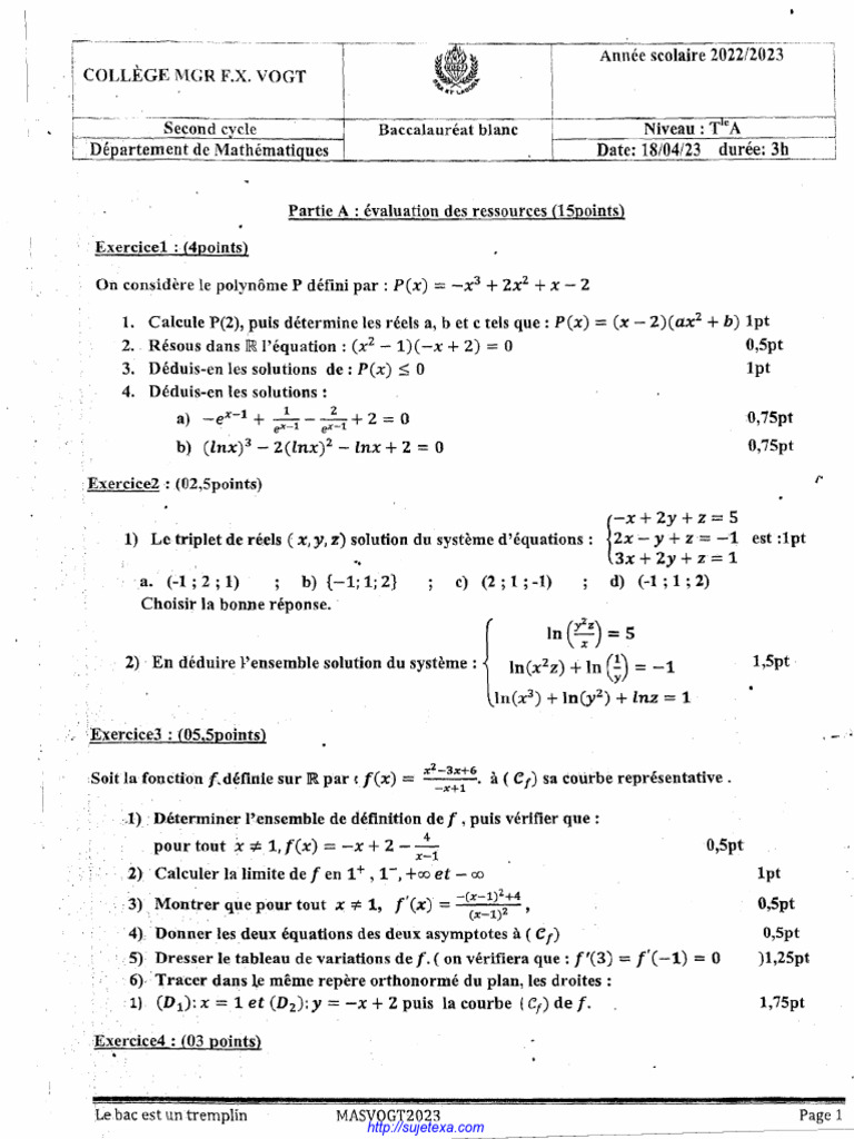 Sujet de mathématiques Bac 2023 | PDF | Mathématiques