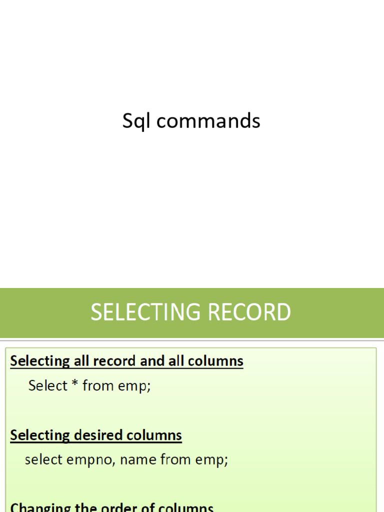 Sql commands | PDF