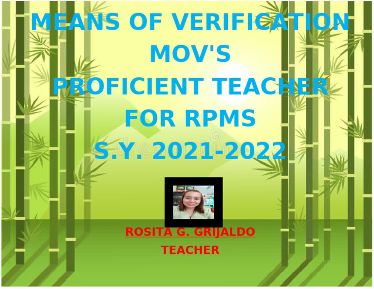 Proficient Teacher MOVs for RPMS 2021-2022 | PDF