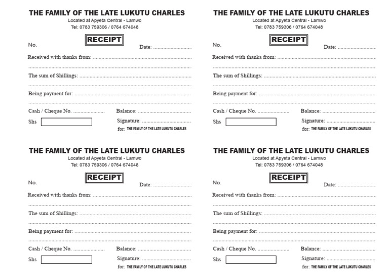 THE FAMILY OF THE LATE LUKUTU CHARLES Receipt | PDF | Financial ...