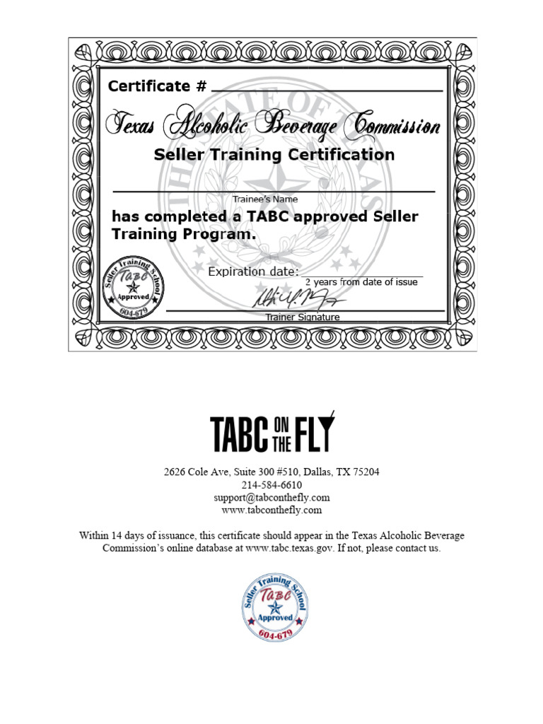 TABC Certificate Notice | PDF