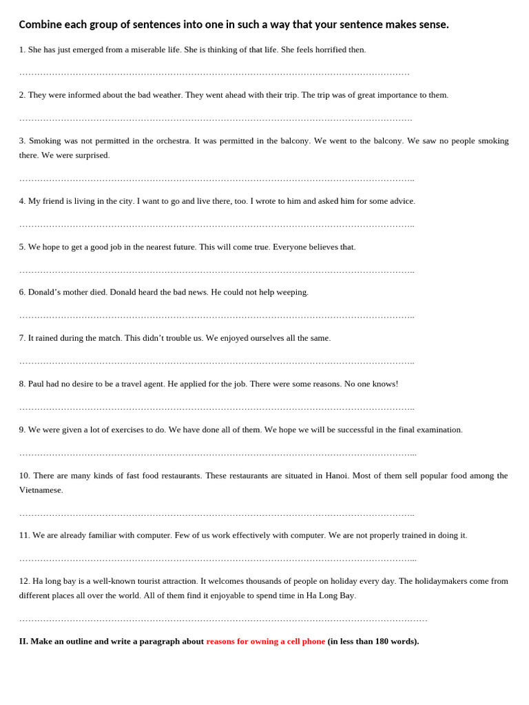 Sentence Combination | PDF