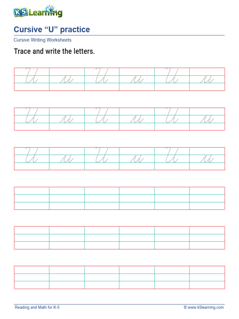 Cursive Practice U | PDF