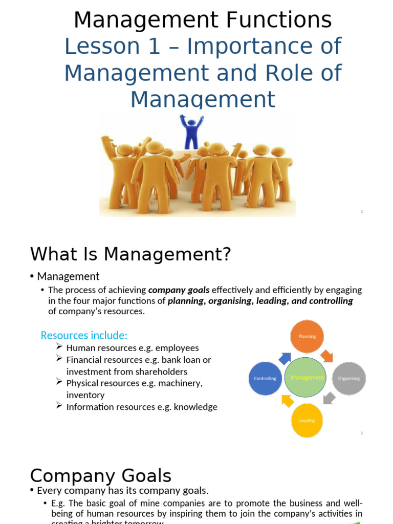 1 Management Lecture Notes 01 | PDF | Leadership | Goal