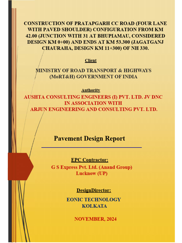 NH 330 Pratapgarh Road Pavement Design | PDF | Road | Road Surface