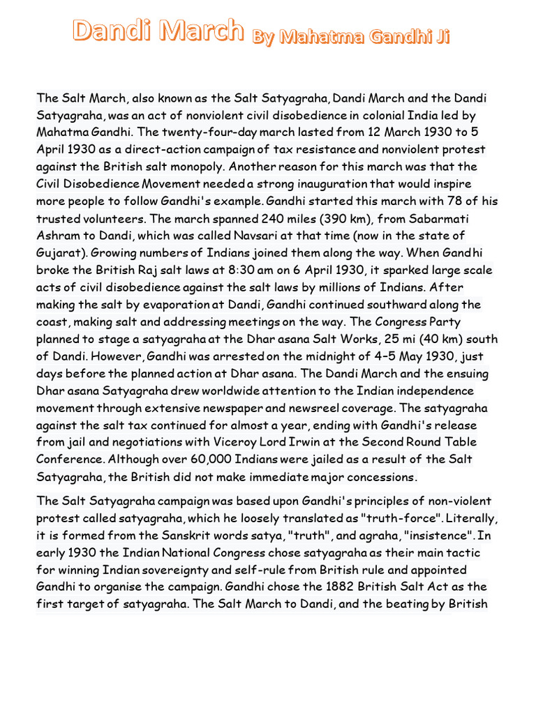 WRITE A SHORT NOTE ON DANDI MARCH visual data 2