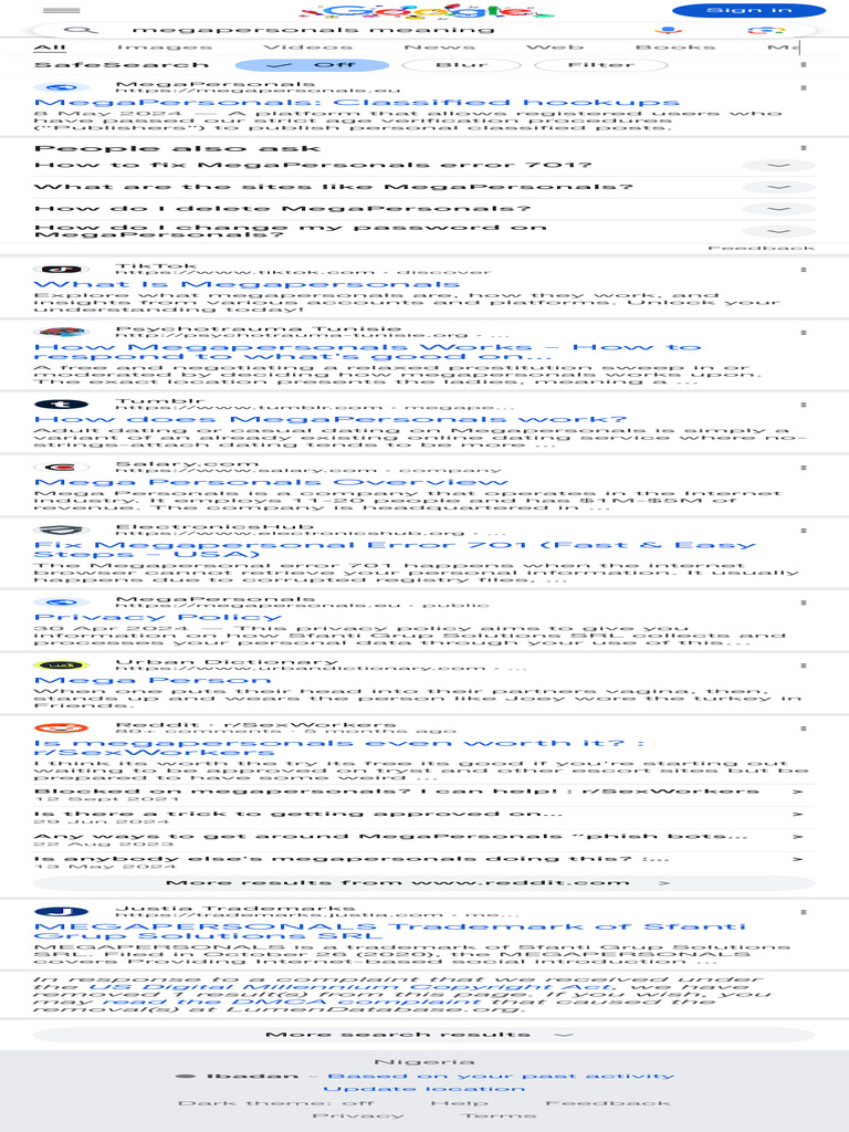 Megapersonals Meaning Google Search PDF Cyberspace