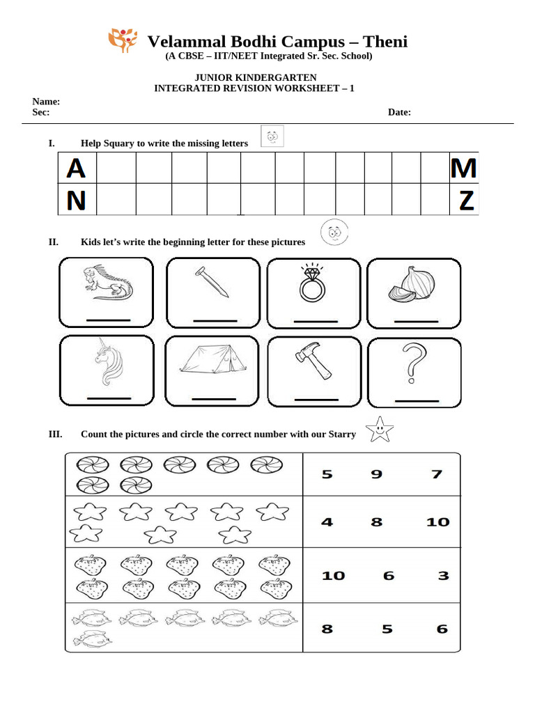 JKG Term II Integrated Revision Worksheet - 1 | PDF