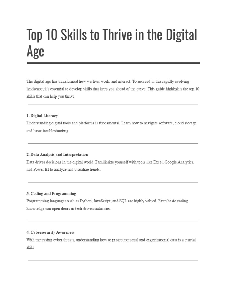 Essential Skills for the Digital Age | PDF | Digital Marketing ...