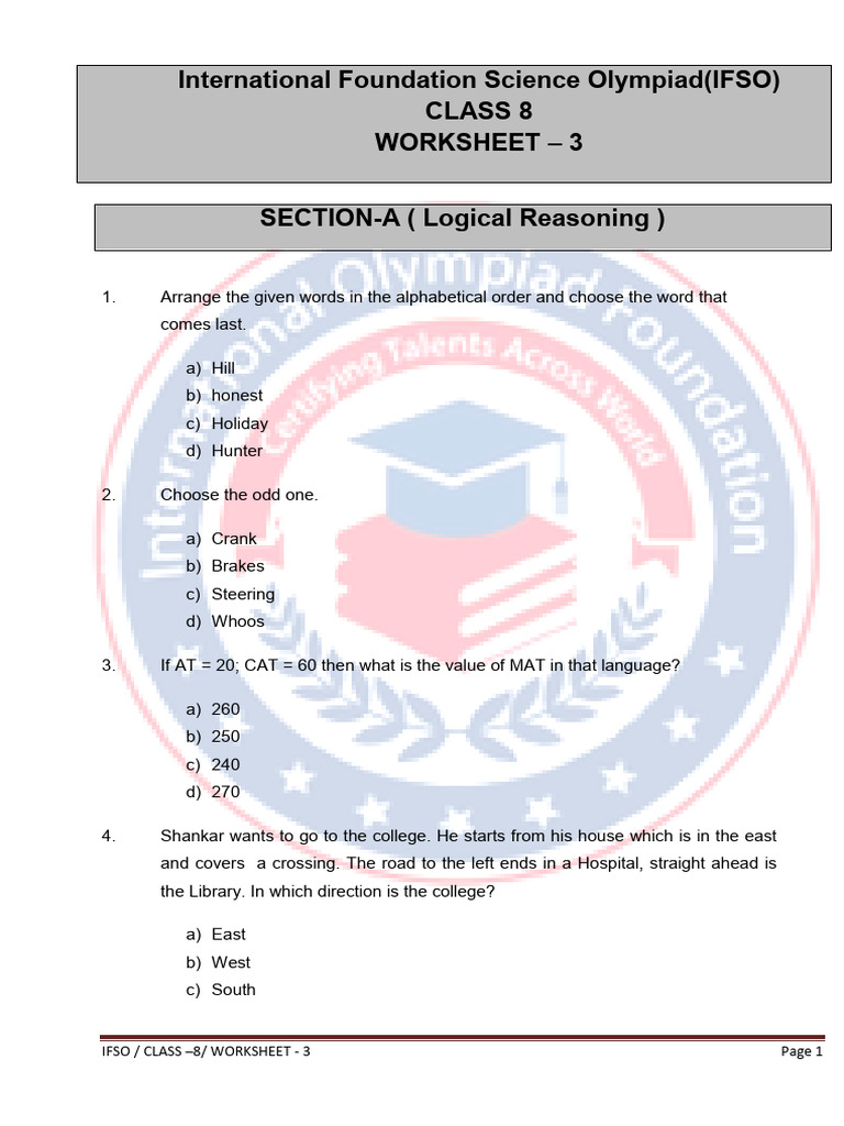 IFSO-Class-8-Worksheet-3 | PDF | Sound | Earthquakes
