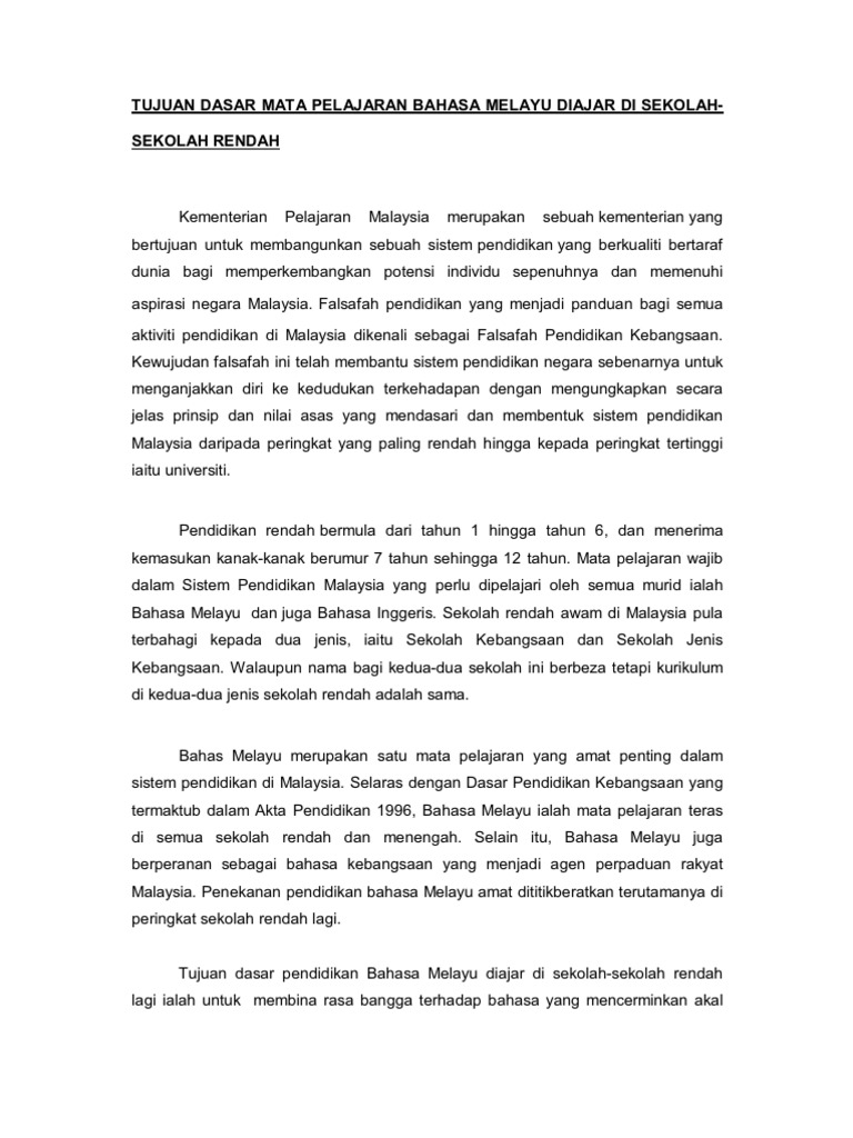 Siswa-siswi sekolah dasar belajar Bahasa Melayu