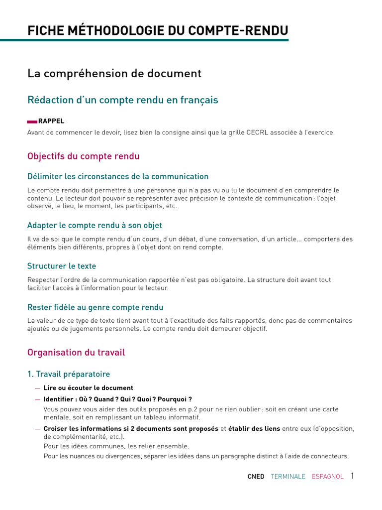 Méthodologie du Compte Rendu Espagnol | PDF | la communication