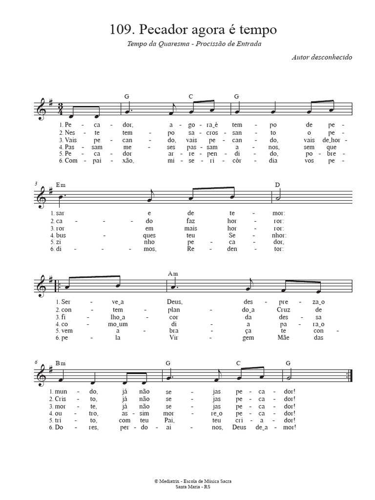 Pecador Agora É Tempo - Score | PDF